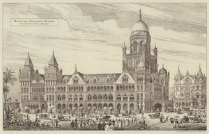 Gemeentelijke Gebouwen, Bombay (gravure)