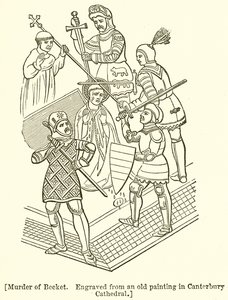 Moord op Becket. Gegraveerd van een Oude Schilderij in Canterbury Kathedraal door English School