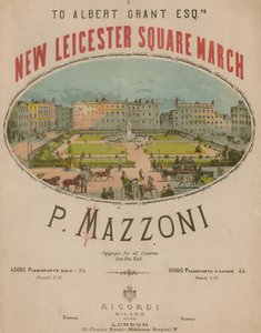 Muzikale partituur voor New Leicester Square March door P Mazzoni door English School