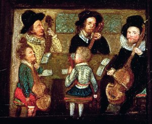 Muzikanten in Wadley House (detail) door English School