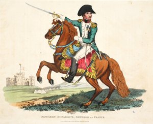 Napoleon Bonaparte, Keizer van Frankrijk, gegraveerd door Romney, uitgegeven door Richard Evans, illustratie uit Een Historisch Verslag van de Slag bij Waterloo door William Mudford, 1816
