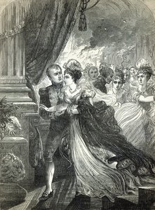 Napoleon en Marie-Louise ontsnappen aan de brand op het bal gegeven op 1 juli 1810 door de Oostenrijkse ambassadeur ter ere van het huwelijk van het keizerlijke paar door English School