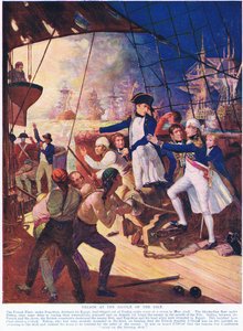Nelson bij de Slag om de Nijl, illustratie uit Hutchinsons Geschiedenis van de Naties