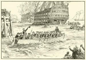 Nelson Gaat aan Boord van Zijn Vlaggenschip in Portsmouth door English School