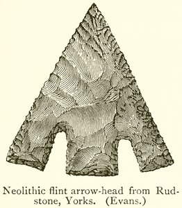 Neolithische Vuurstenen Pijlpunt uit Rudstone, Yorks. (Evans)