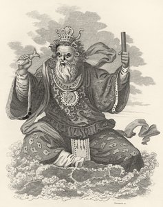 Neptunus van de Chinezen, illustratie uit De Wereld: of de huidige staat van het Universum, zijnde een Algemene en Complete Collectie van Moderne Reizen en Reizen, door Cavendish Pelham, gepubliceerd, Londen door English School