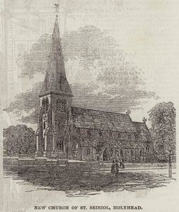Nieuwe kerk van St Seiriol, Holyhead (gravure) door English School
