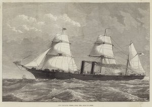 Nieuw verzendschip, HMS Iris, gebouwd van staal door English School