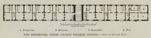 Nieuwe Residenties, Christ Church College, Oxford, Plattegrond van de Begane Grond (gravure)