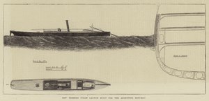 Nieuwe torpedo stoomlancering gebouwd voor de Argentijnse Republiek (gravure) door English School