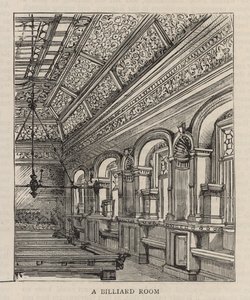 Nieuw gebouw van de Constitutional Club in Northumberland Avenue: Een biljartkamer door English School