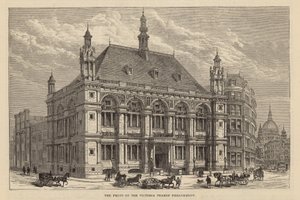 Nieuwe gebouwen van de City of London School: De voorkant aan de Victoria Thames Embankment door English School