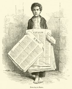 Krantenjongen in Rome (gravure)