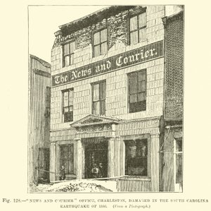 Nieuws- en koerierskantoor, Charleston, beschadigd tijdens de aardbeving in South Carolina van 1886 door English School