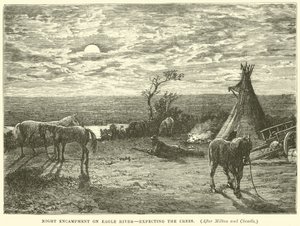Nachtkamp aan de Eagle River, in afwachting van de Crees door English School
