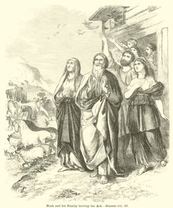 Noach en zijn familie verlaten de ark, Genesis, viii, 16 door English School