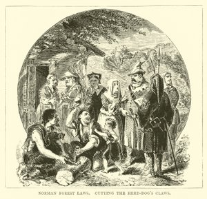 Normandische boswetten, het knippen van de klauwen van de herdershonden door English School