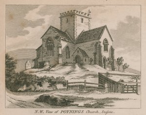 Noordwestelijk uitzicht op de kerk van Poynings in Poynings