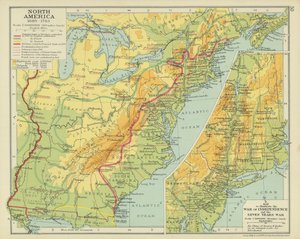 Noord-Amerika 1689-1783 (kleurenlitho) door English School