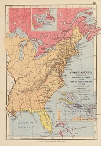 Noord-Amerika, illustratie van de verovering van Canada en de Onafhankelijkheidsoorlog