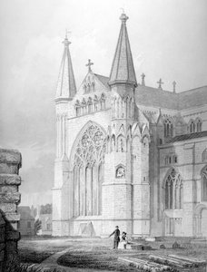 Noordkant van de Kathedraal van Durham, 1843 door English School