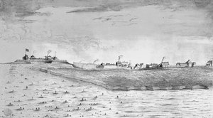 Noordwestelijk uitzicht op Fort Lawrence in Chignectou