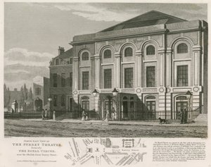 Noordoostelijk uitzicht op het Surrey Theatre, Blackfriars Road, Londen door English School