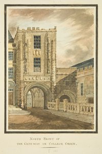 Noordelijk uitzicht op de College Gateway door English School
