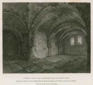 Noordelijk uitzicht op de oratorium van de Ancient Inn gelegen in Tooley Street, Southwark