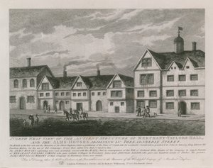 Noordwestelijk uitzicht op de oude structuur van Merchant Taylors Hall