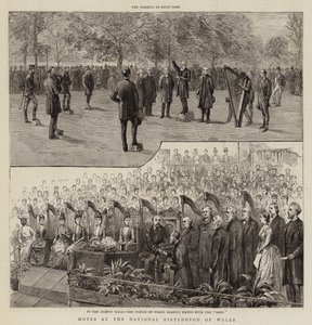 Aantekeningen bij de Nationale Eisteddfod van Wales (gravure) door English School