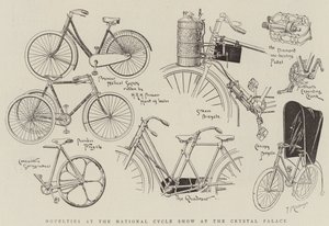 Nieuwigheden op de Nationale Fietsshow in het Crystal Palace (gravure) door English School