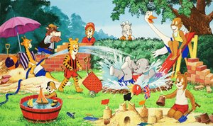 Kleuterdieren spelen in de tuin door English School