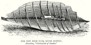 Eikenschip van Tune, Zuid-Noorwegen (gravure) door English School