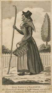 Oude Nanny van Lambeth, de opmerkelijke sinaasappel- en appelvrouw door English School