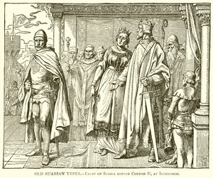 Oude Zwabische types.--Ernst van Zwaben voor Koenraad II, in Ingelheim door English School