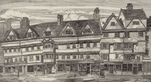 Oude huizen bij Holborn Bars, Londen door English School