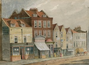 Oude huizen in Upper Street, Islington, tegenover de Kerk door English School