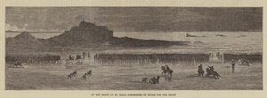 Op het Strand van St Malo, Vertrek van Rekruten naar het Front (gravure) door English School