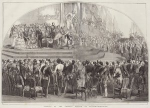 Opening van het Crystal Palace, in Sydenham (gravure)