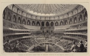 Opening van de Royal Albert Hall of Arts and Sciences door Hare Majesteit, 29 maart 1871 (gravure) door English School