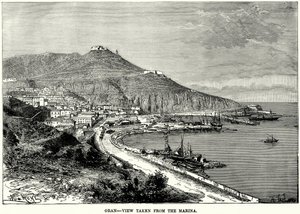 Oran - Uitzicht vanaf de jachthaven (gravure) door English School