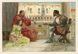 Othello praat met Desdemona en haar vader door English School