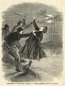 Schandaal op de rivier de Theems; Een vrouw in het water gegooid door English School