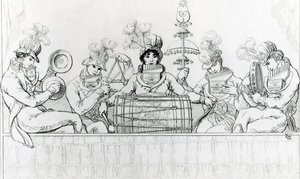 Padean Minstrels in uitvoering in Vauxhall Gardens, Londen (gravure) door English School