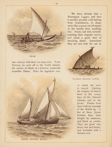 Pagina uit De boten van de wereld, eind 19e eeuw (kleurenlitho) door English School