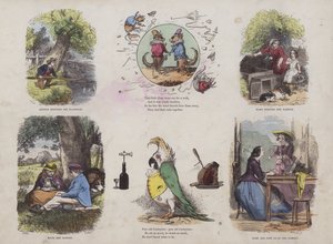 Pagina uit het Aantrekkelijke Prentenboek (gekleurde gravure) door English School