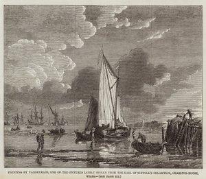 Schilderij van Vandevelde, een van de schilderijen die onlangs zijn gestolen uit de collectie van de graaf van Suffolk, Charlton-House, Wilts door English School