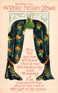Paar gordijnen, kerstkaart door English School