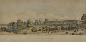 Paleis van Industrie; Uitzicht vanaf de brug, Hyde Park, 1851